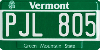 VT license plate PJL805