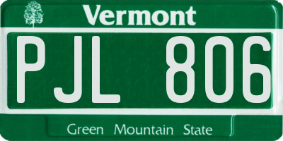 VT license plate PJL806