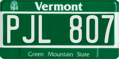 VT license plate PJL807