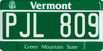 VT license plate PJL809