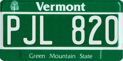 VT license plate PJL820
