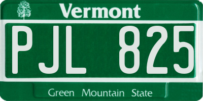 VT license plate PJL825