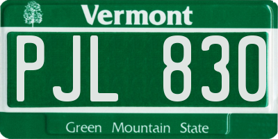 VT license plate PJL830