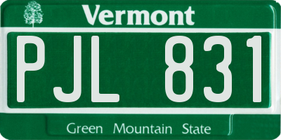 VT license plate PJL831