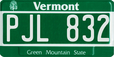 VT license plate PJL832