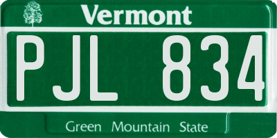 VT license plate PJL834