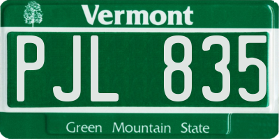 VT license plate PJL835