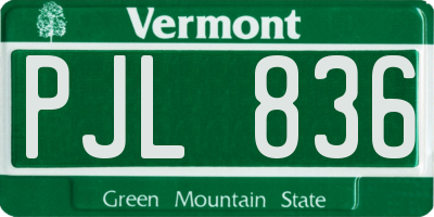 VT license plate PJL836
