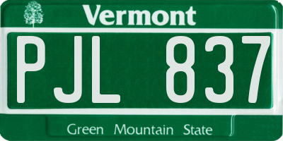 VT license plate PJL837
