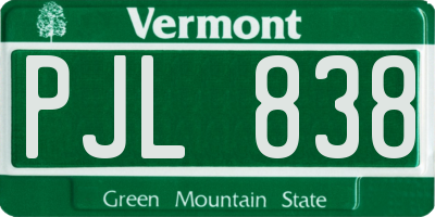 VT license plate PJL838