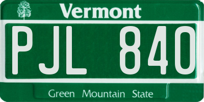 VT license plate PJL840