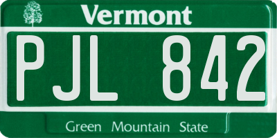VT license plate PJL842
