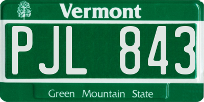 VT license plate PJL843