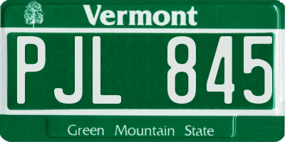 VT license plate PJL845