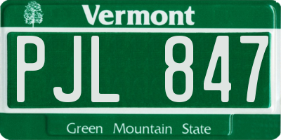 VT license plate PJL847