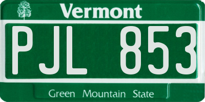 VT license plate PJL853
