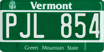 VT license plate PJL854