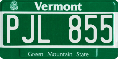 VT license plate PJL855