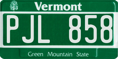 VT license plate PJL858