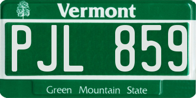 VT license plate PJL859