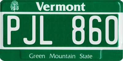 VT license plate PJL860