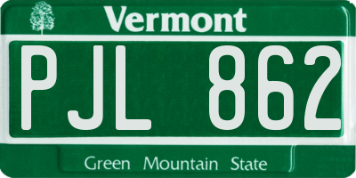 VT license plate PJL862