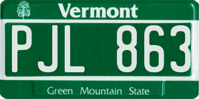 VT license plate PJL863
