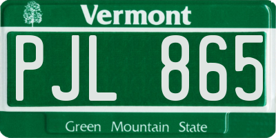VT license plate PJL865