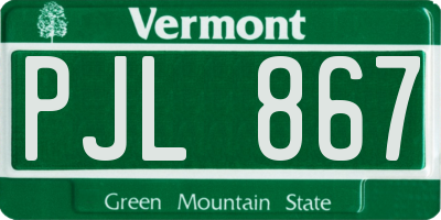 VT license plate PJL867