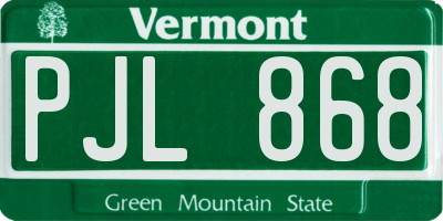 VT license plate PJL868