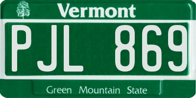 VT license plate PJL869