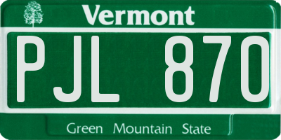 VT license plate PJL870