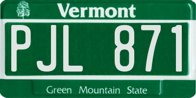 VT license plate PJL871