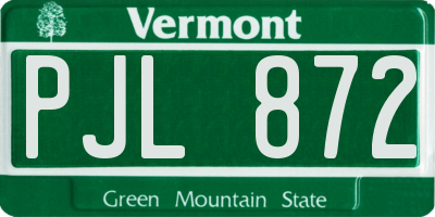 VT license plate PJL872