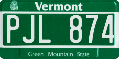 VT license plate PJL874