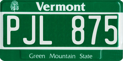 VT license plate PJL875