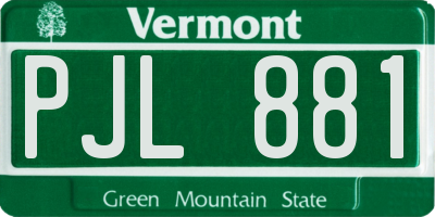 VT license plate PJL881