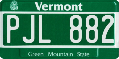 VT license plate PJL882