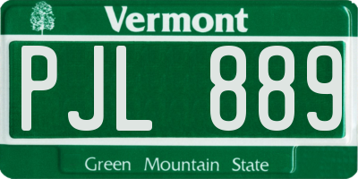 VT license plate PJL889