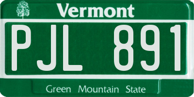 VT license plate PJL891