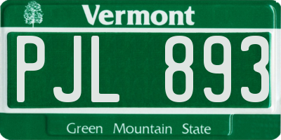 VT license plate PJL893