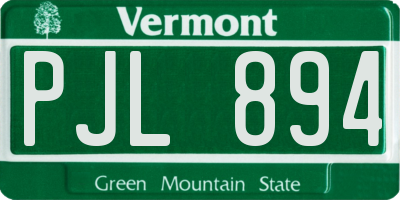 VT license plate PJL894