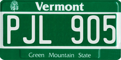 VT license plate PJL905