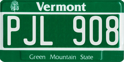 VT license plate PJL908