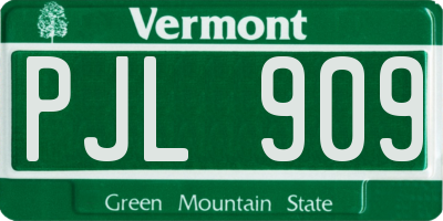 VT license plate PJL909