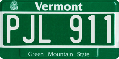 VT license plate PJL911