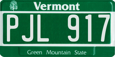 VT license plate PJL917