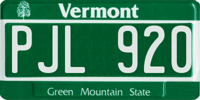 VT license plate PJL920