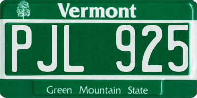 VT license plate PJL925