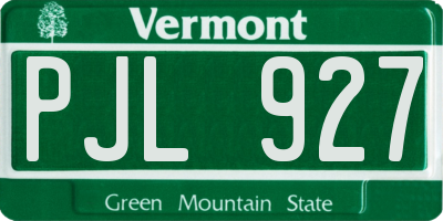 VT license plate PJL927